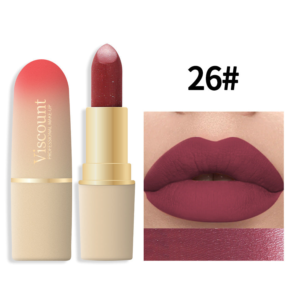 Waterproof And Durable Lipstick Velvet Fine Glitter Matte Lip And Cheek Dual-Use Lipstick - Korvel
