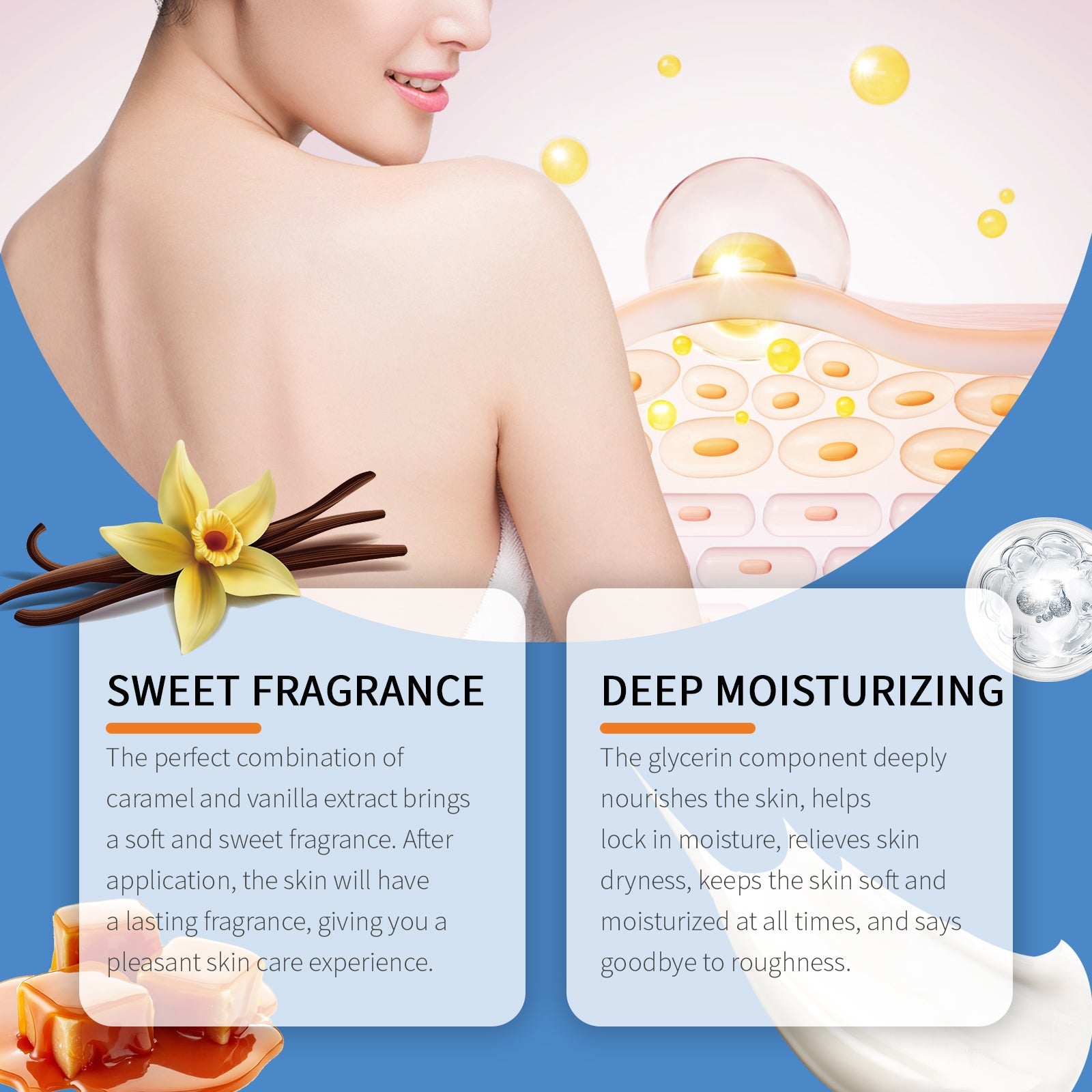 Caramel Vanilla Moisturizing Body Lotion Gently Nourishes, Hydrates, Brighens And Moisturizes Tender Skin - Korvel