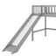 Cama baja tipo loft tamaño twin con escalera y tobogán - Gris
