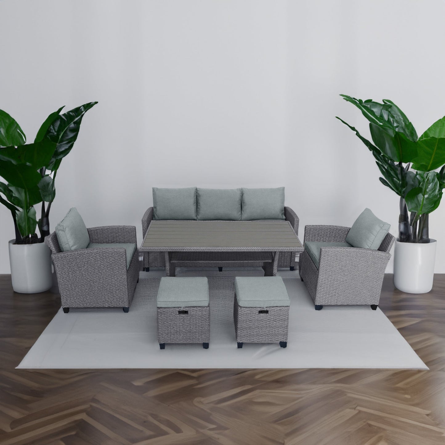 Ensemble de meubles d'extérieur en rotin tressé TOPMAX 6 pièces