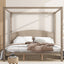 King Size Canopy Platform Bed with Headboard and Support Legs, Brown Wash - Korvel