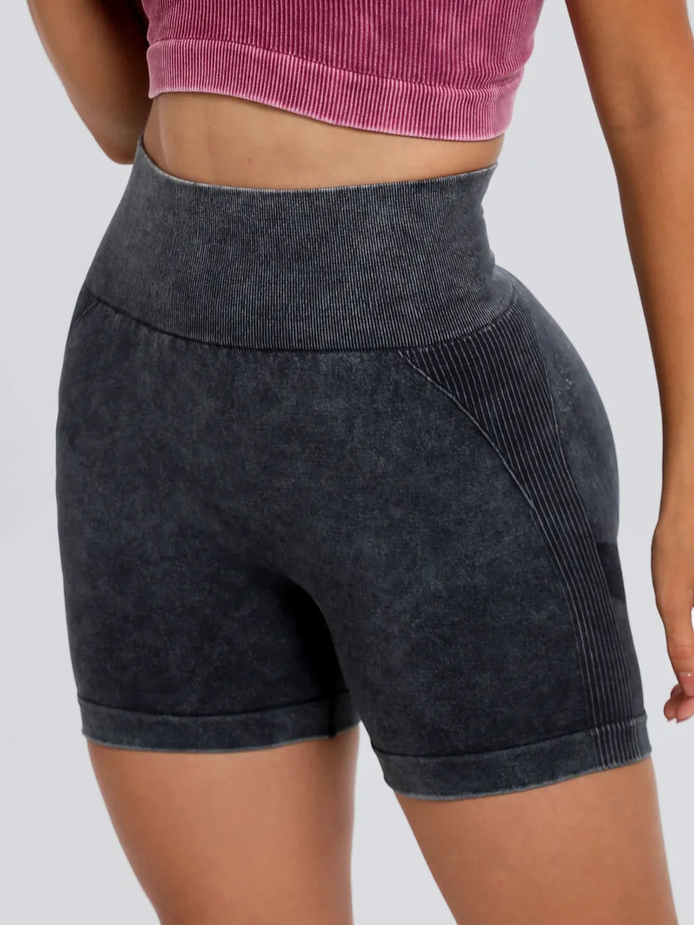 Shorts Actifs Taille Haute Lavés