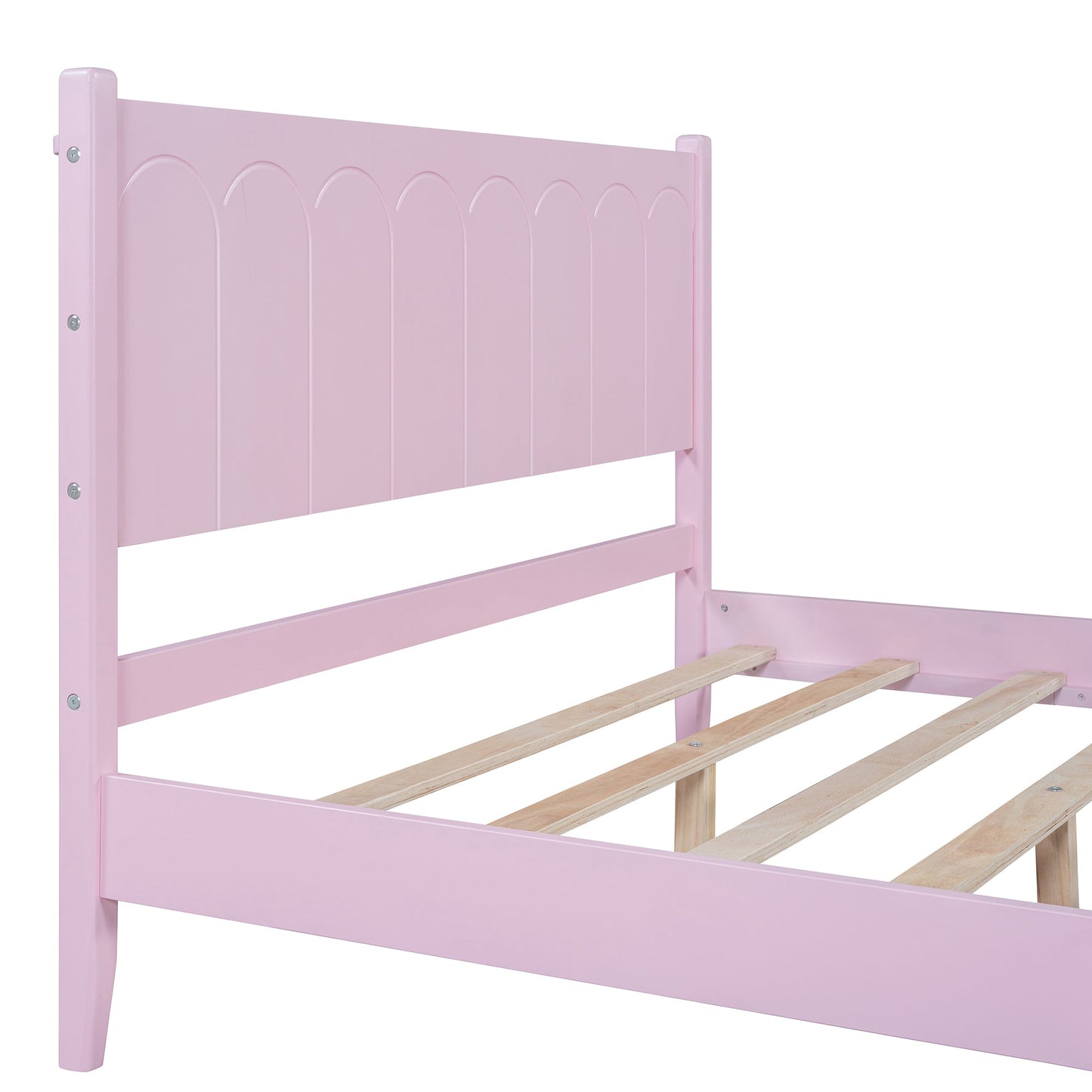 Full Size Retro Pink Wood Platform Bed Frame