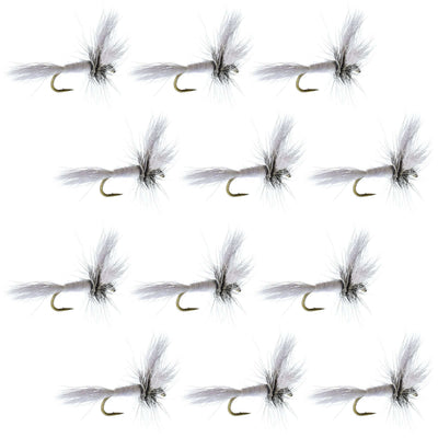 Barbless White Wulff Classic Hair Wing Dry Fly - 1 Dozen Size 14