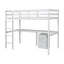 Twin Loft Wood Bed with Under-bed, Built-in Desk, a Storage Cabinet of 2 Drawers, Guardrails, Ladder,White - Korvel