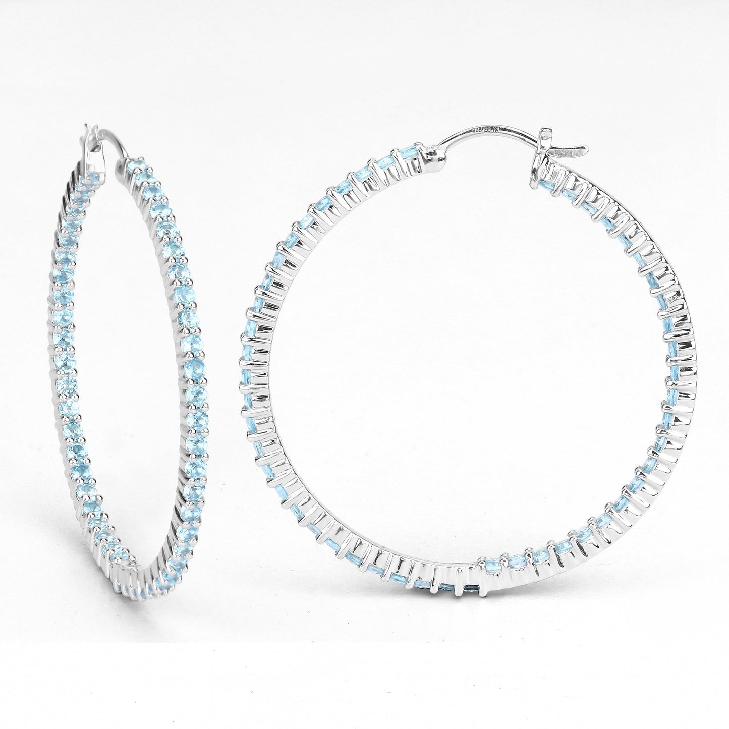 Pendientes de plata esterlina con topacio azul suizo genuino de 3.60 quilates