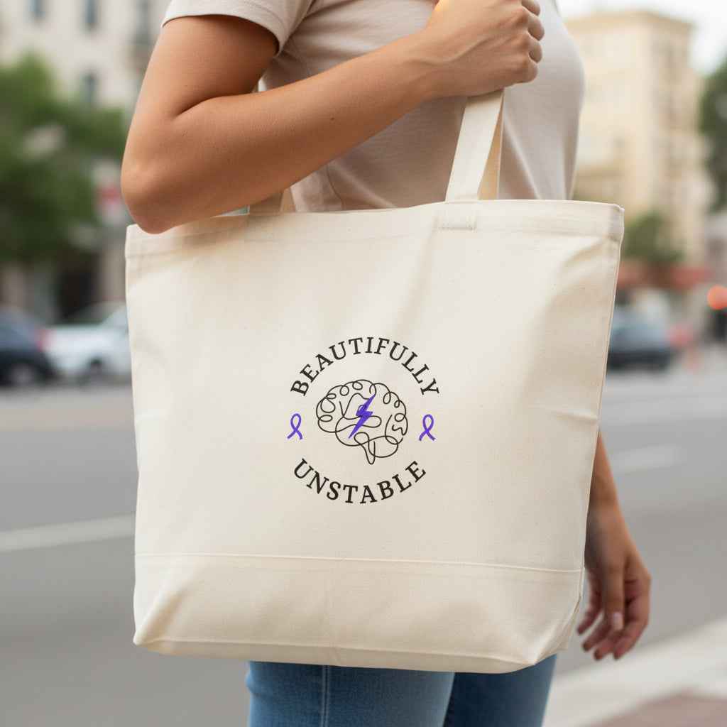 Beautifully Unstable Epilepsy Awareness Canvas Tote