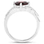 Bague en argent sterling avec grenat véritable de 1,67 carat et topaze blanche