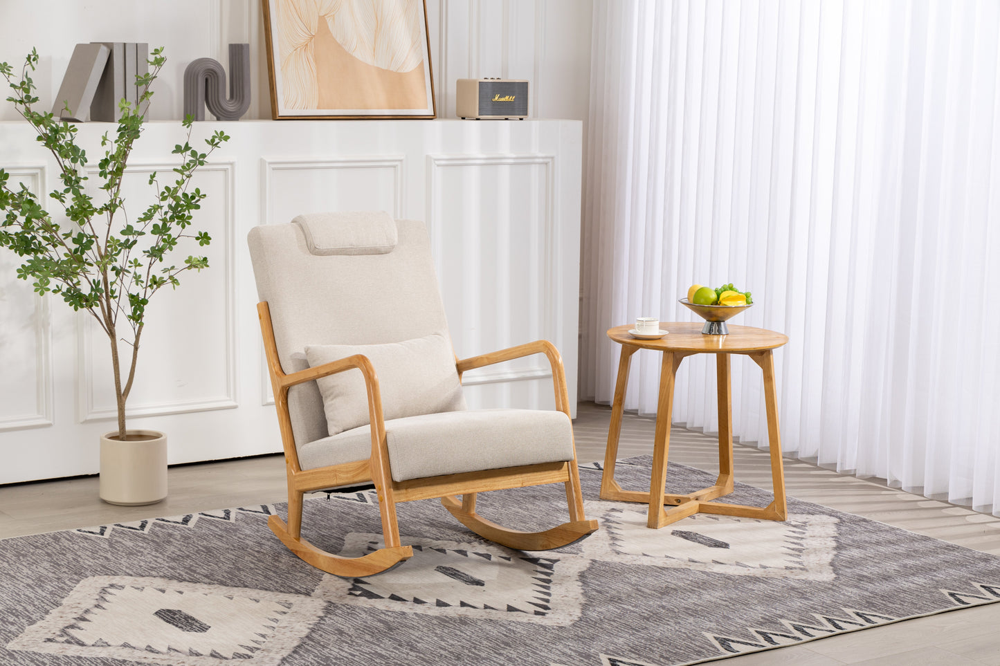 Chaise Berçante Rembourrée Classique avec Coussin Lombaire