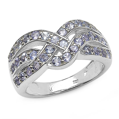 Bague de fiançailles en argent sterling avec tanzanite véritable de 1,26 carat
