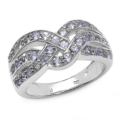 Bague de fiançailles en argent sterling avec tanzanite véritable de 1,26 carat