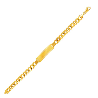 Pulsera de cadena cubana ID para hombres en oro amarillo de 14k