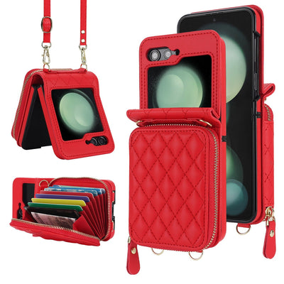 Premium Leather Flip Case for Samsung Z Flip6 with Card Holder