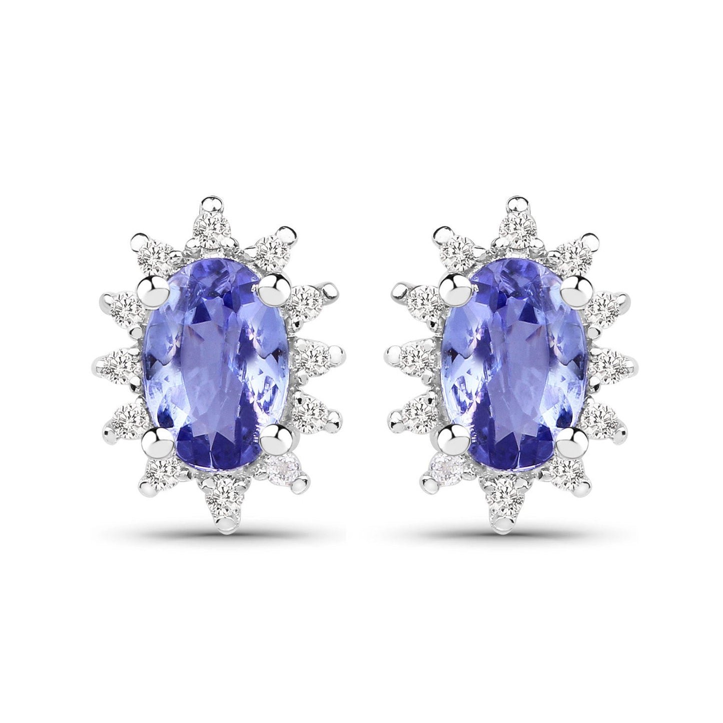 Ensemble de bijoux en tanzanite véritable de 2,00 carats et topaze blanche