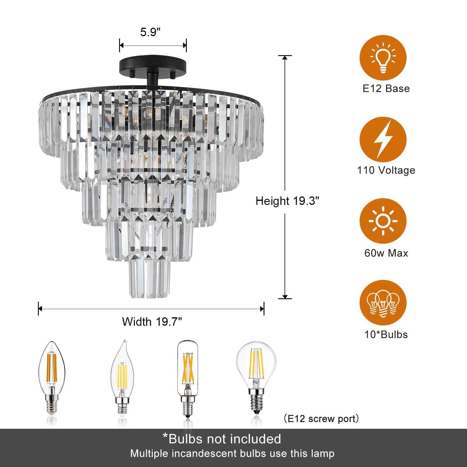 Black large crystal chandelier, modern style chandelier, dining room, living room, bedroom - Korvel