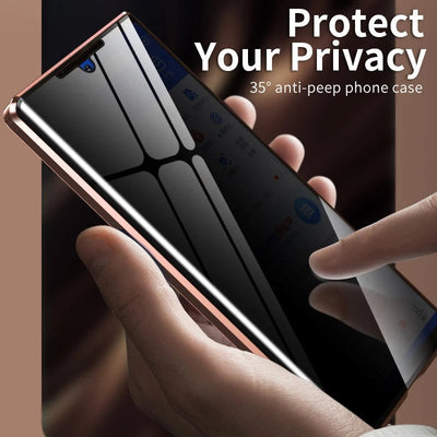 For Samsung Note20U Anti Peeping Privacy Glass Case Protect Phone Case S21Ultra Magnetic S21 Metal Cover - Korvel