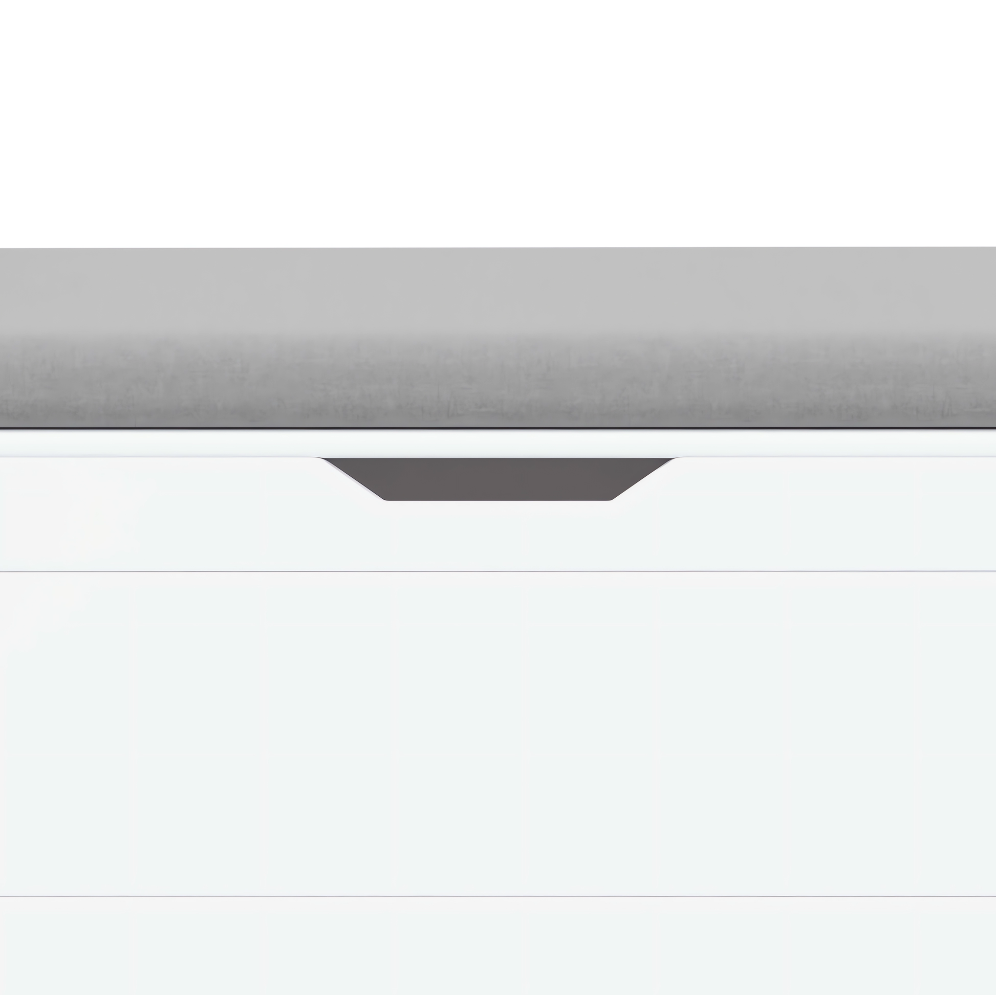A white rubber wood children's toy box with soft cushioned seats, stools, flip covers, and safety hinges for toy storage - Korvel