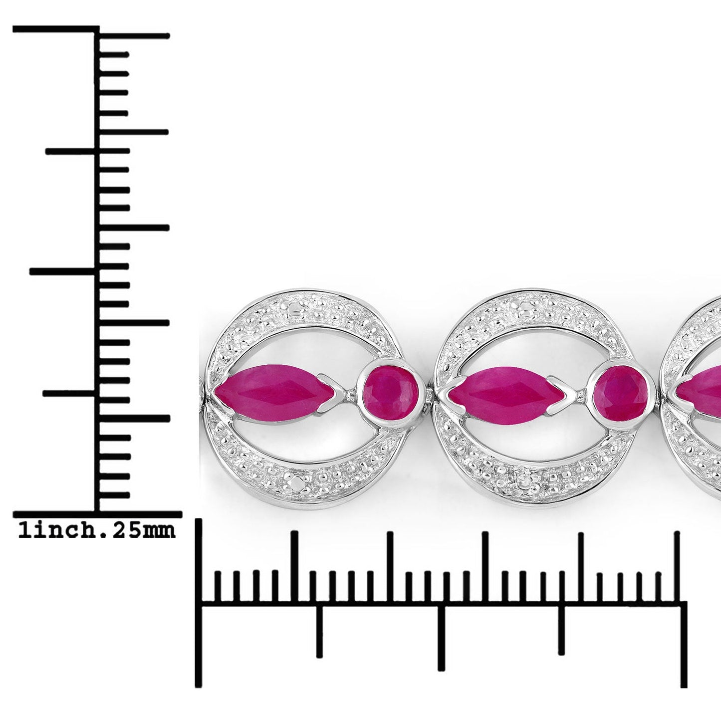 Bracelet en rubis et diamants blancs de 1,65 carat en argent sterling