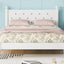 Twin Bed with Button-Decoration Headboard, with Bed Slats,White - Korvel