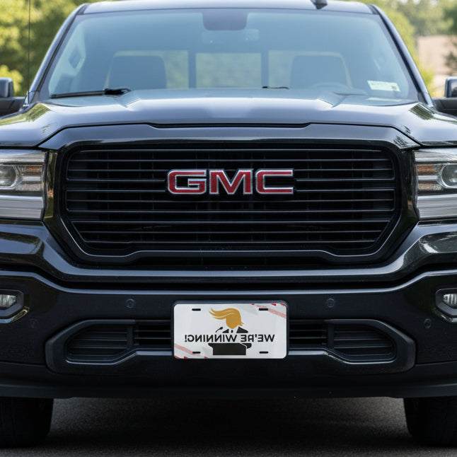 WE'RE WINNING! Mirror-Readable Political Parody Vanity Plate