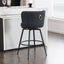 A set of 2 gray rotating bar stools - high backrest, adjustable, with elegant metal backrest decoration - Korvel
