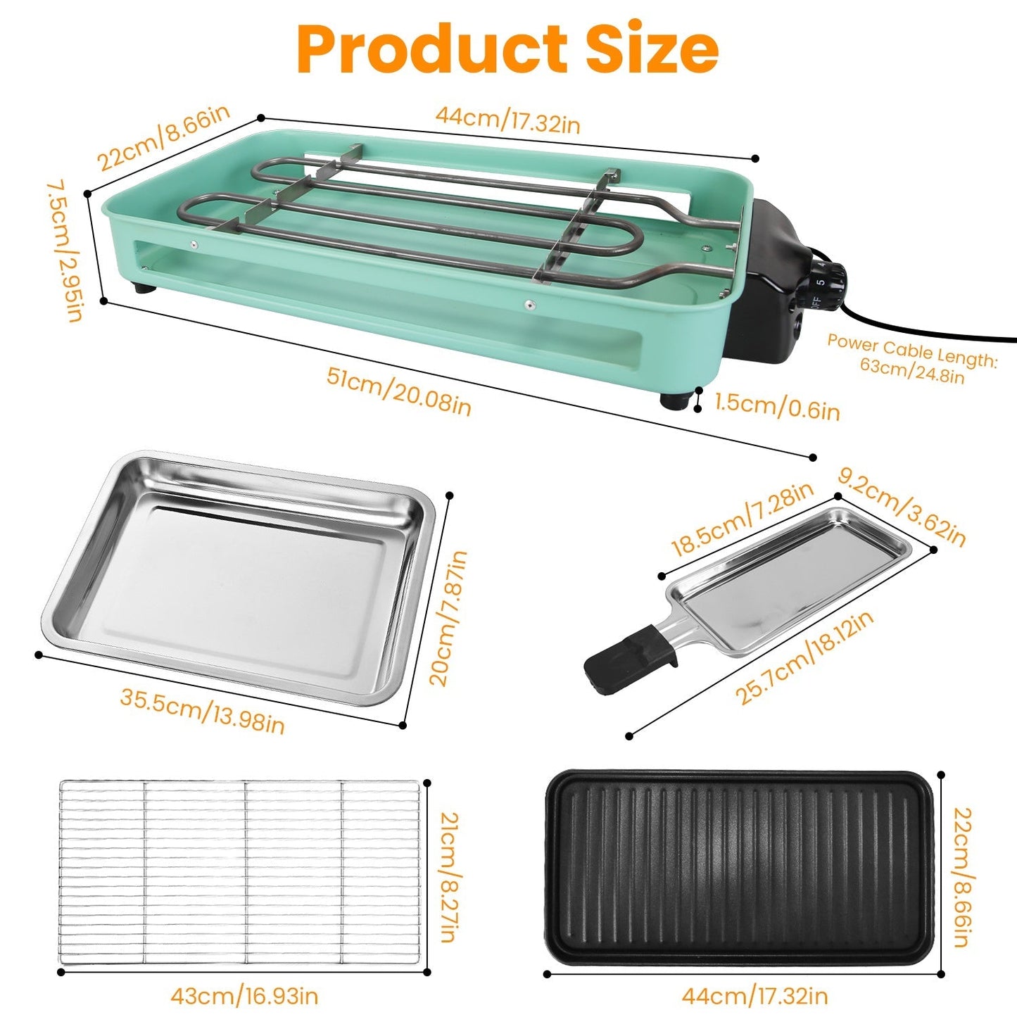 LJG 2000W 2-in-1 Electric Indoor Grill