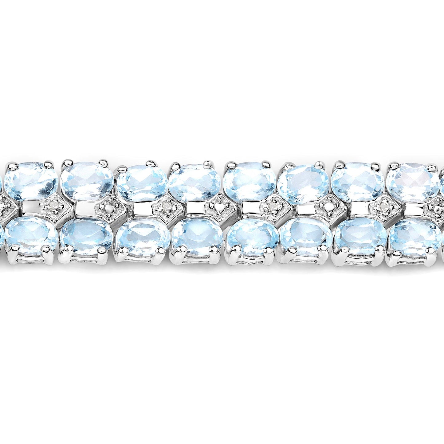 Bracelet en argent sterling avec topaze bleue de 17,22 carats et diamants