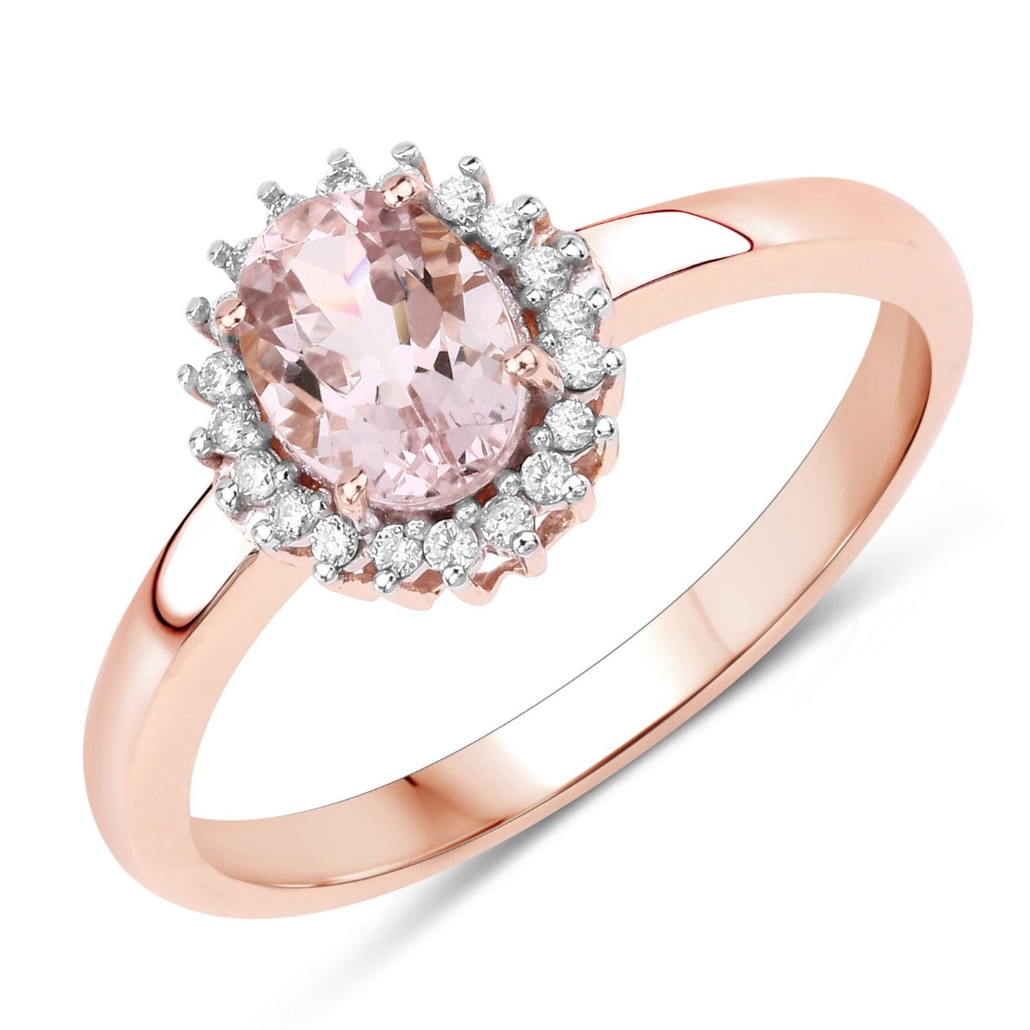 Bague de fiançailles en morganite et diamant de 0,81 carat en or rose 14K