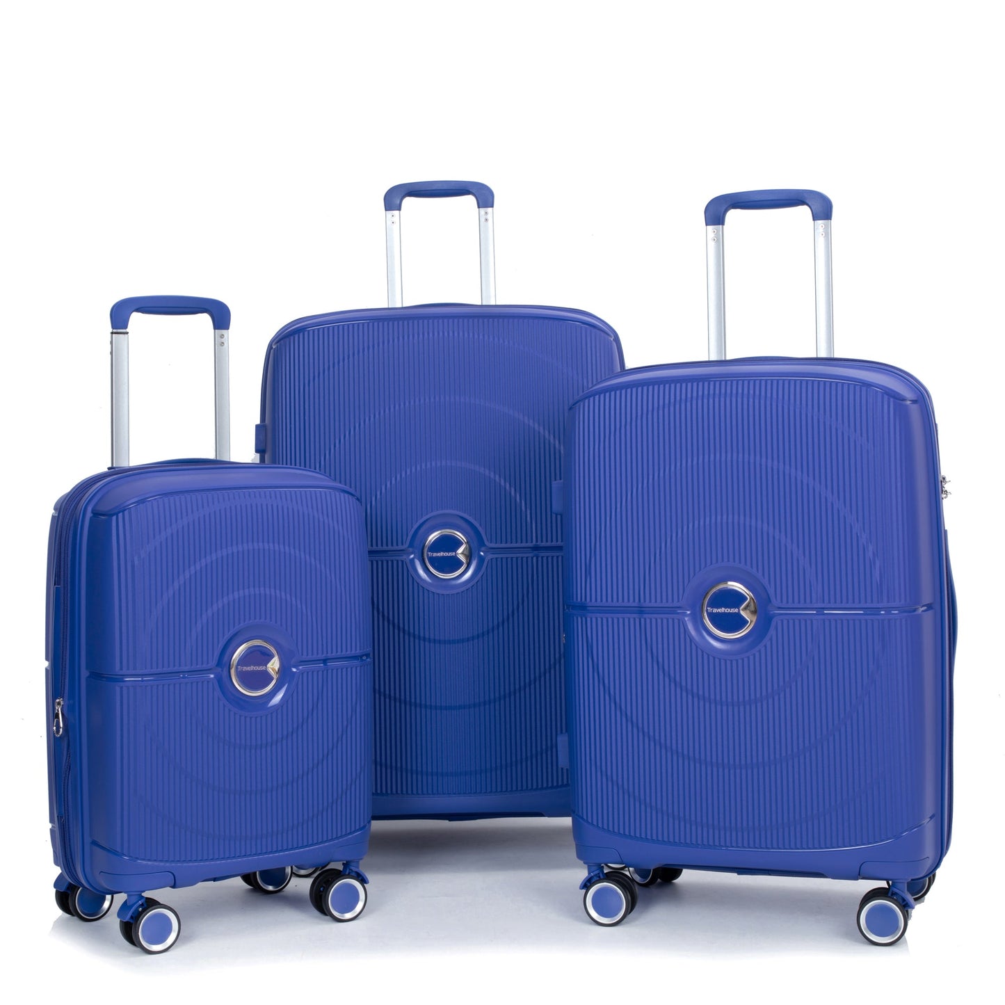 Expandable Hardshell Suitcase Double Spinner Wheels PP Luggage Sets Lightweight Durable ,3-Piece Set (20/24/28) ,Navy - Korvel