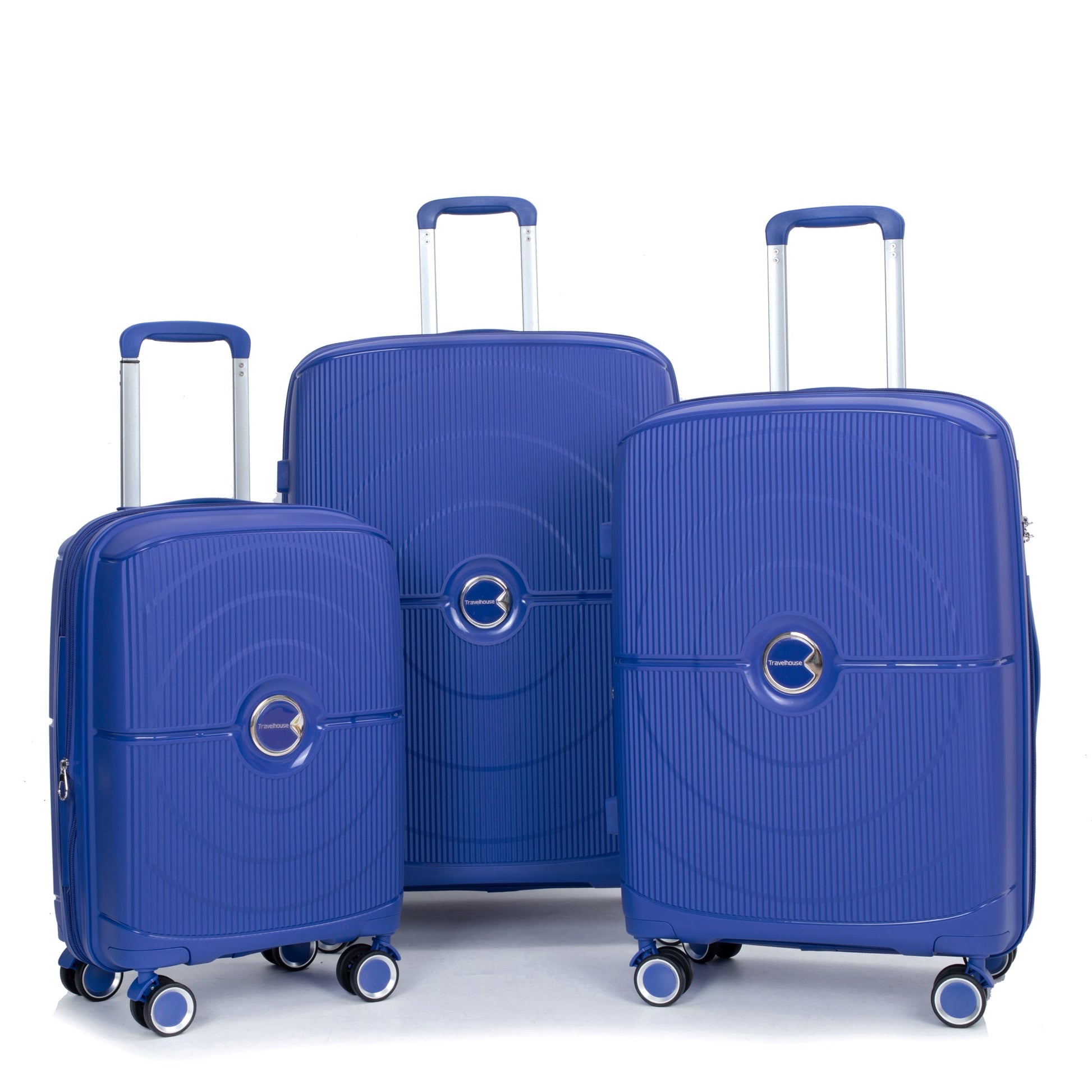 Expandable Hardshell Suitcase Double Spinner Wheels PP Luggage Sets Lightweight Durable ,3-Piece Set (20/24/28) ,Navy - Korvel