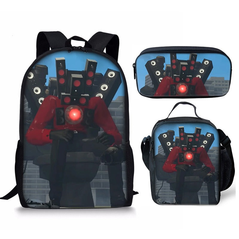 Conjunto de mochila Skibidi Toilet Man de 3 piezas para la escuela