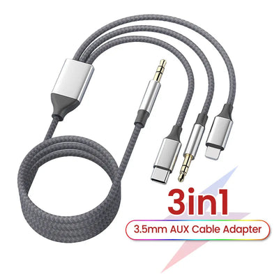 Premium Three-in-One Audio Cable for Apple Type-C and 3.5mm Devices