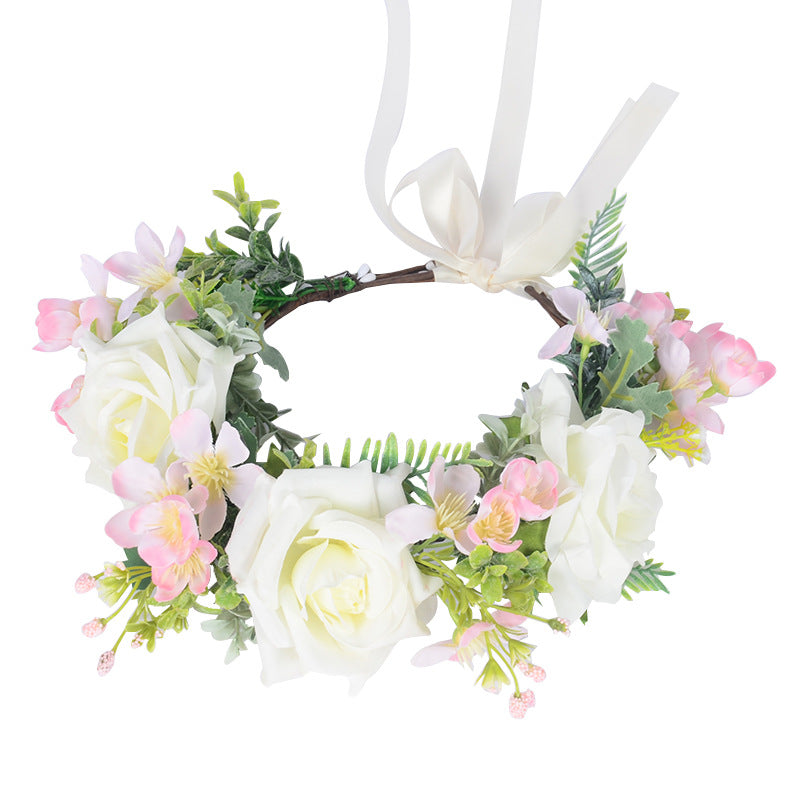 Couronne de Fleurs en Soie Fait Main Accessoire Capillaire