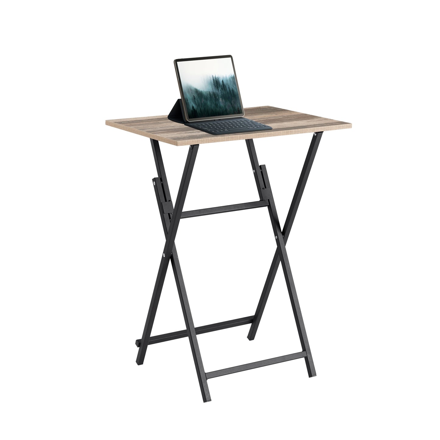 Rustic Brown and Black Folding Dining Tray Table