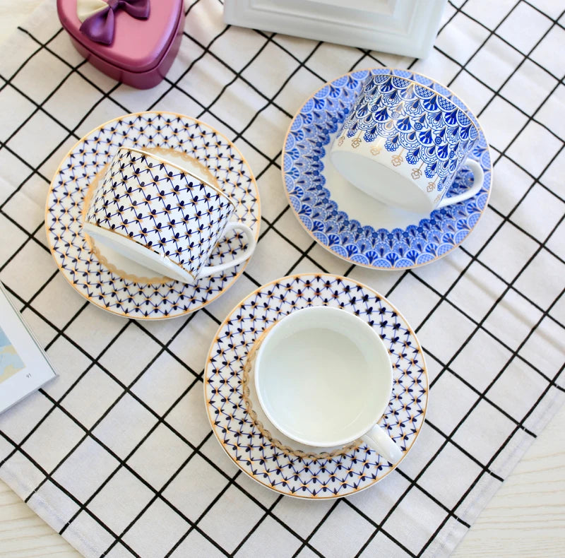Fine Bone China Coffee Cup & Saucer - Russian Design