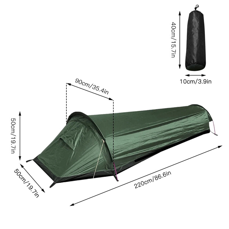 Camping Single Person Tent Ultralight Compact Outdoor Sleeping Bag Tent Larger Space Waterproof Backpacking Tent Cover Hiking - Korvel