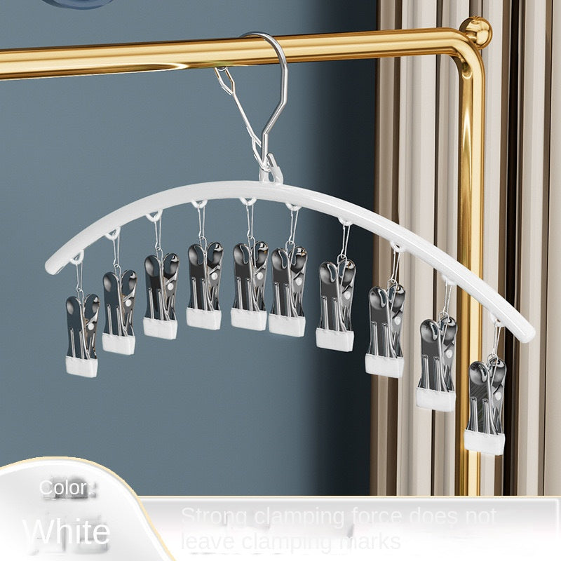 Clothes Hanger with Multiple Clips for Home Use Retractable Travel Space-Saving Indoor Bra and Panty Drying Rack Circular Design for Balcony - Korvel