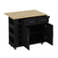 Multi-Functional Kitchen Island Cart with 2 Door Cabinet and Two Drawers,Spice Rack, Towel Holder, Wine Rack, and Foldable Rubberwood Table Top (Black) - Korvel