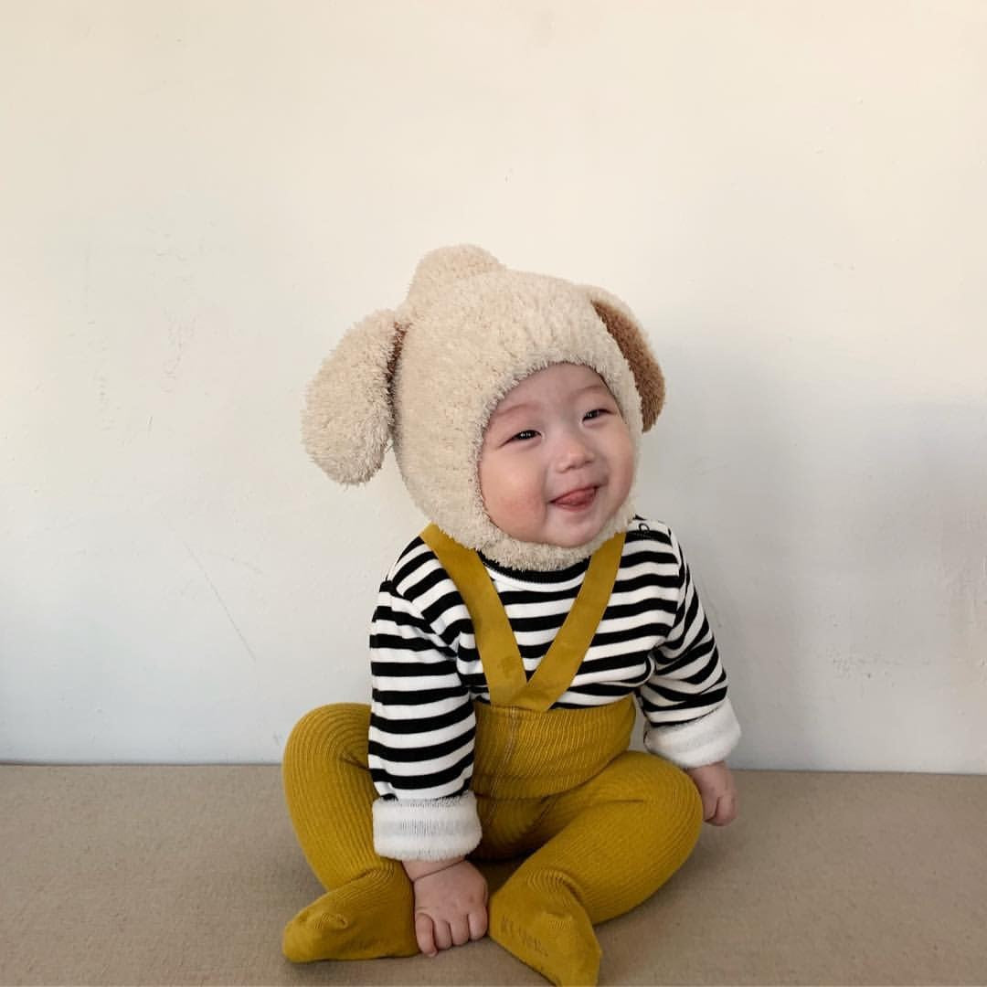 Baby Hat Warm In Autumn And Winter Baby Rabbit Ears Plush Korean Version Ear Cap Baby Hat Cute - Korvel