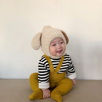 Baby Hat Warm In Autumn And Winter Baby Rabbit Ears Plush Korean Version Ear Cap Baby Hat Cute - Korvel