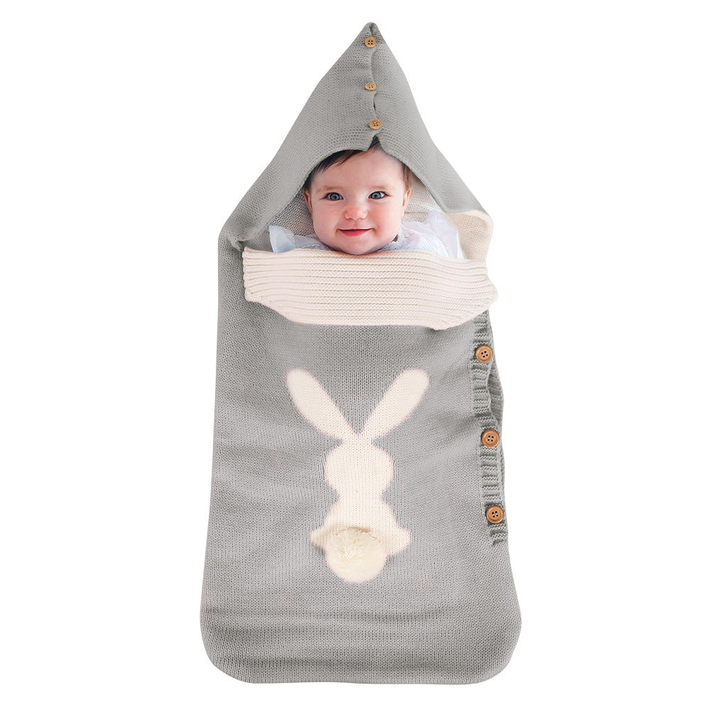 Premium Baby Knitted Rabbit Button Sleeping Bag