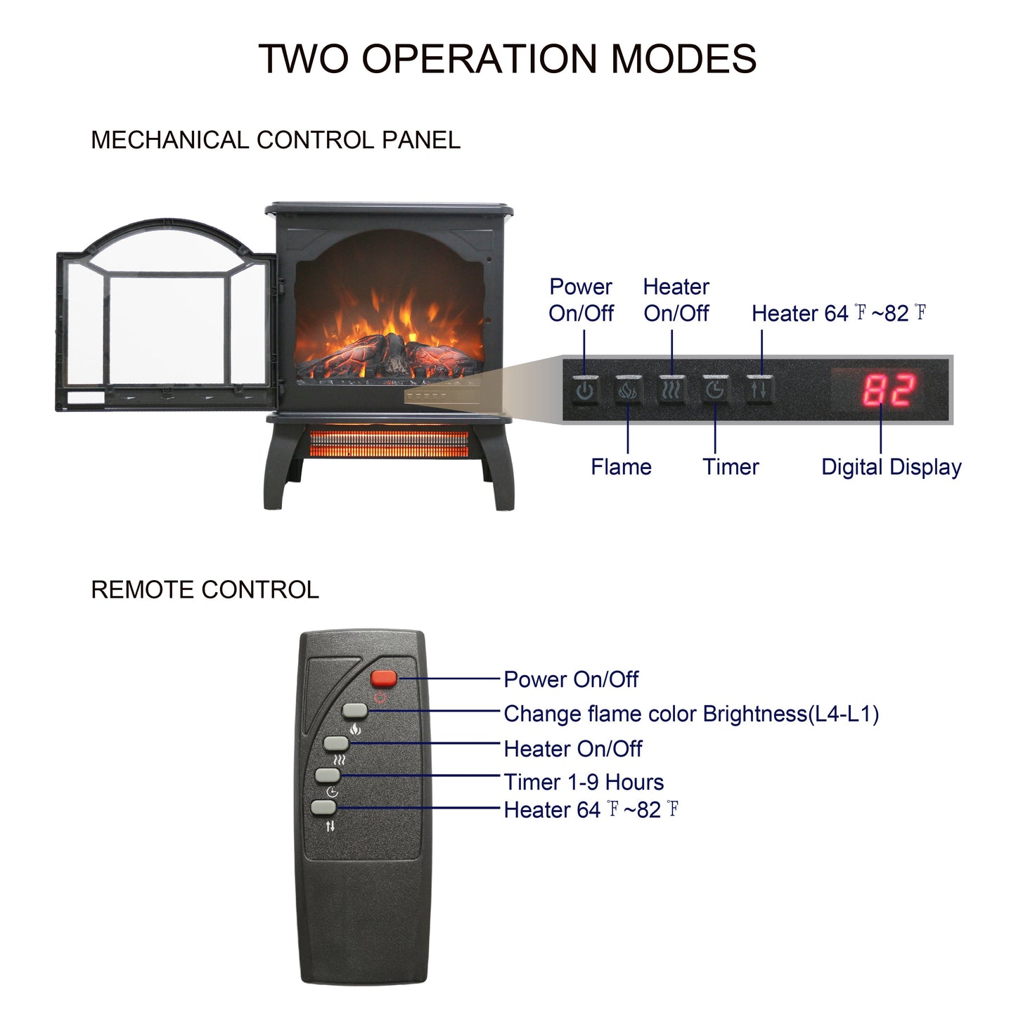 18 Inch 3D Infrared Electric Stove with Remote Control