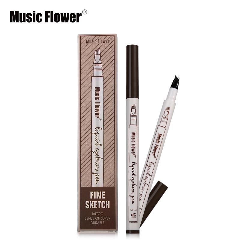 Music Flower Brand Makeup 3 Colors Fine Sketch Liquid Eyebrow Pen Waterproof Tattoo Super Durable Eye Brow - Korvel