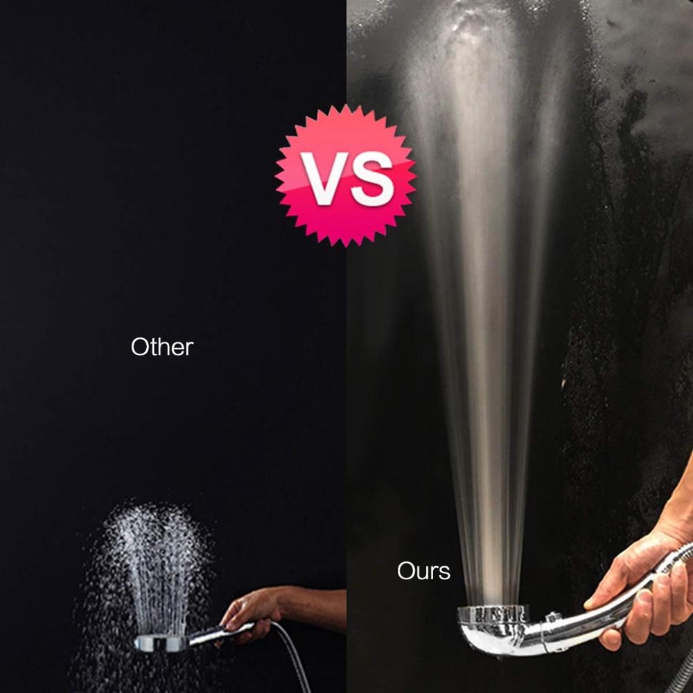 New Tourmaline balls Filter Shower Head Water saving 3 Modes adjustable SPA shower head on/off button high pressure shower - Korvel