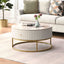 31.5 Inch Modern Round Coffee Table with Drawers, Marble Table with Storage, Coffee Table for Living Room - Korvel