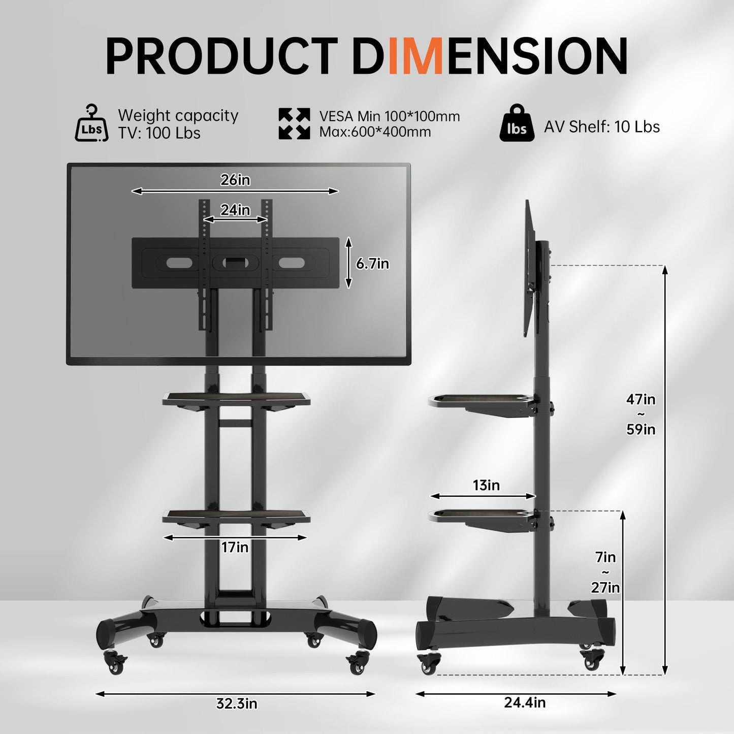 FANCO Universal Rotating TV Stand, suitable for 32-80 inch TVs, adjustable tilt height, maximum VESA 600x400mm (black) - Korvel