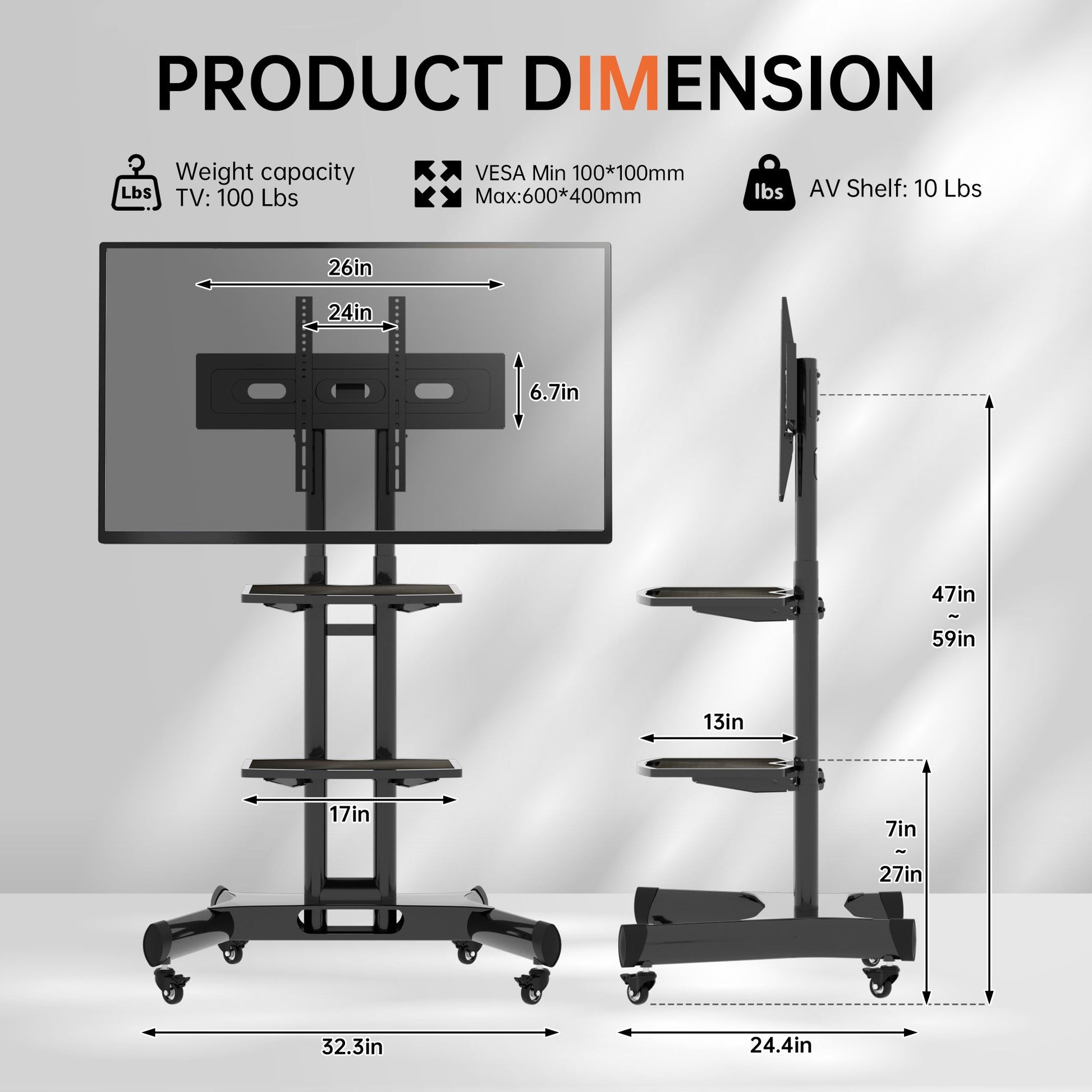 FANCO Universal Rotating TV Stand, suitable for 32-80 inch TVs, adjustable tilt height, maximum VESA 600x400mm (black) - Korvel