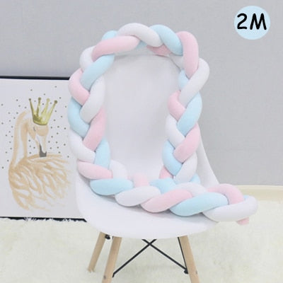 1Pcs 1M/2M/3M Baby Handmade Nodic Knot Newborn Bed Bumper Long Knotted Braid Pillow Baby Bed Bumper Knot Crib Infant Room Decor - Korvel