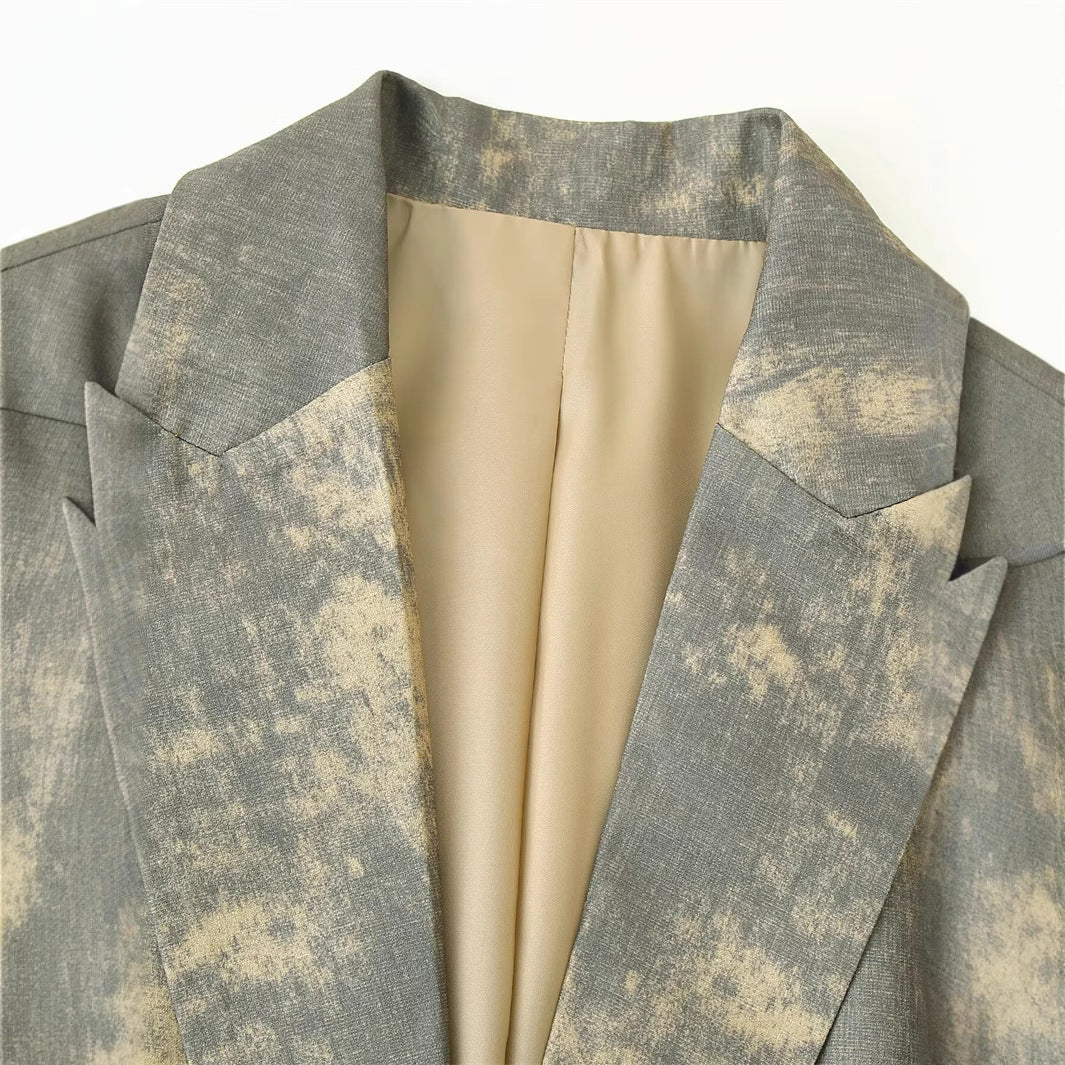 Elegant Printed Long Sleeve Blazer for Women