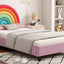 Rainbow Design Upholstered Twin Platform Bed Cute Style Princess Bed for Boys & Girls, Teens, Colorful & Pink - Korvel
